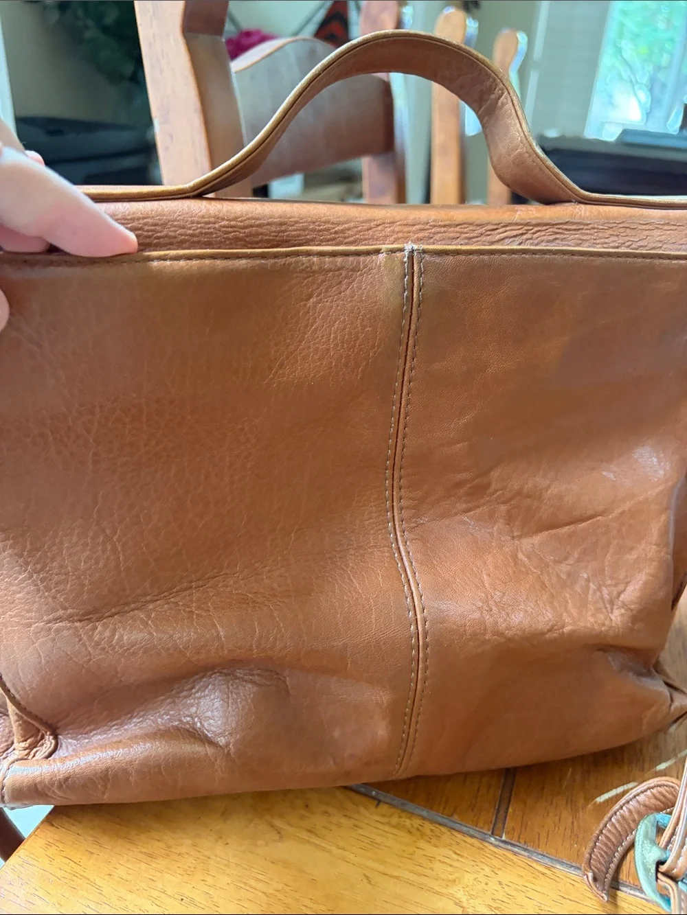 HOBO Cognac Leather Laptop Backpack